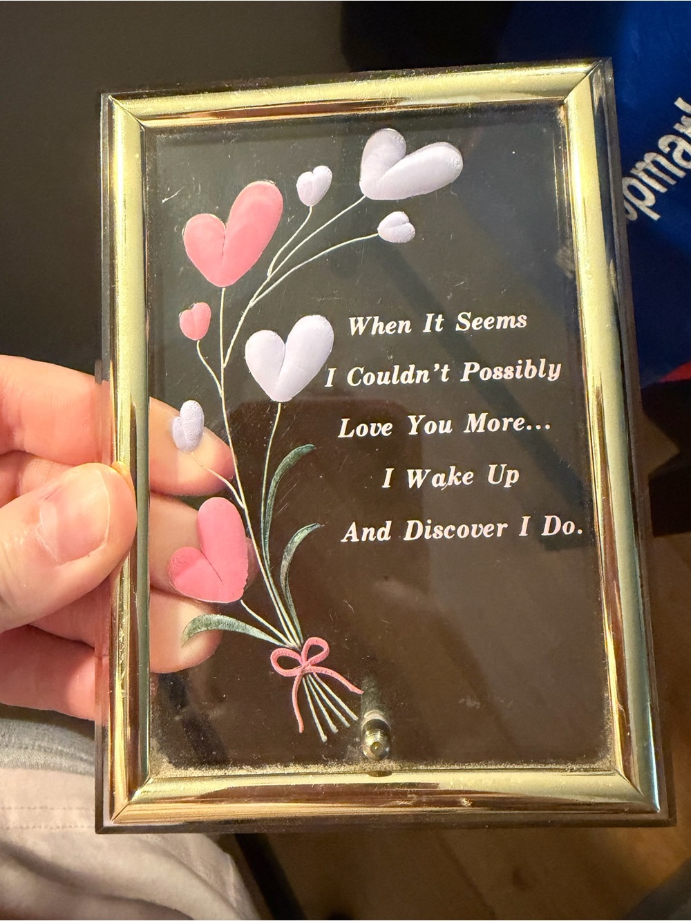 Vintage Romantic Pink & White Heart Flower Glass Plaque